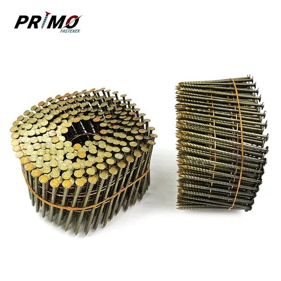 15 Degree Smooth Ring Spiral Shank Electro Galvanized Bright Hot Dipped Galvanized Collated Pallet Coil Nails Framing Roofing Nail Wire Coil Siding Nails 